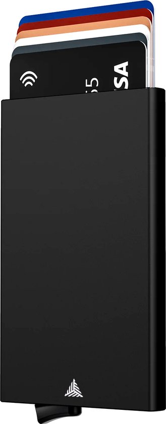 OBJCT Porte-cartes - Porte-cartes - Sécurité RFID - Aluminium - Extensible - 8 Cartes - Porte-cartes de crédit - Y compris boîte cadeau de Luxe - Portefeuille homme et femme - Zwart