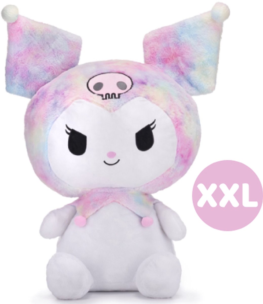 Kuromi (Tie-Dye) Hello Kitty Pluche Knuffel XXL 100 cm - Speelgoed XL Knuffels Kinderen Jongens Meisjes - Hello Kitty Plush Toy - Extra grote knuffel