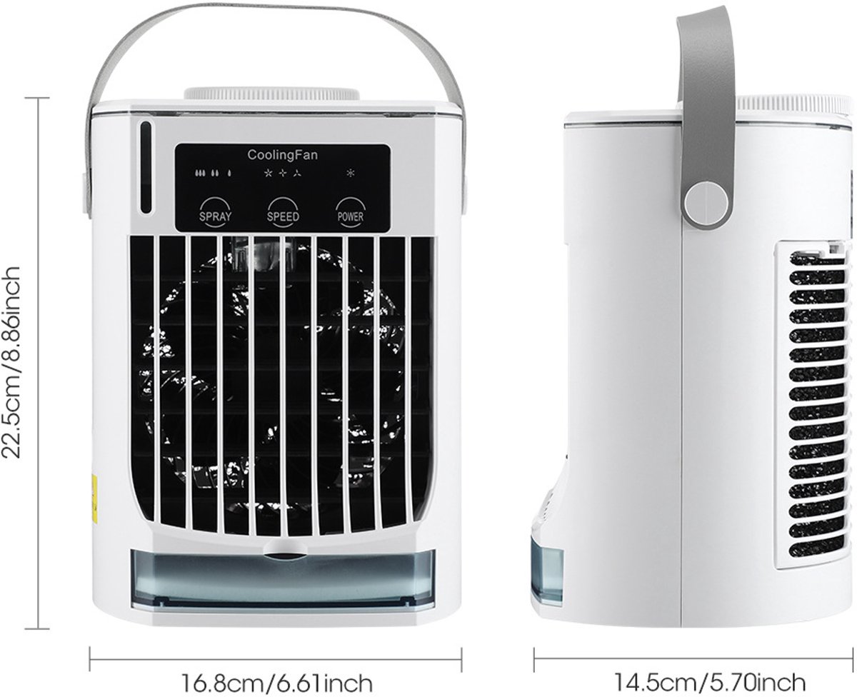 Mobiele airco zonder afvoer-mobiele airco zonder slang-3-in-1 mini-afvoerloze draagbare airconditioner-mobiele airco voor slaapkamer-3 windsnelheden, grote watertank, luchtkoeler voor slaapkamer, thuiskantoor-wit – foto 8