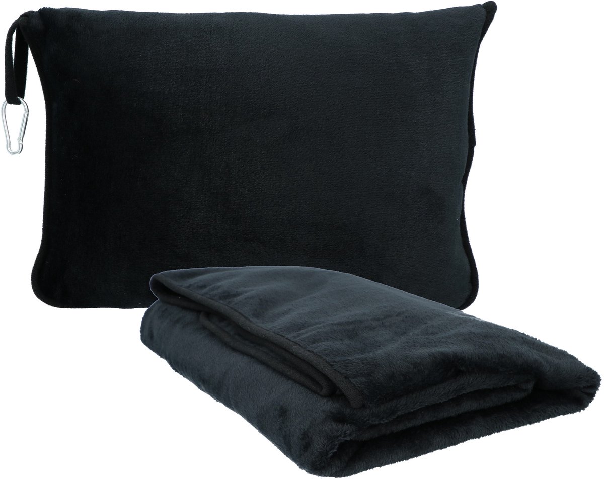 Carpoint reisdeken & reiskussen - 2 in 1 - 165x95cm - opvouwbaar 33x23x11cm - comfortabel