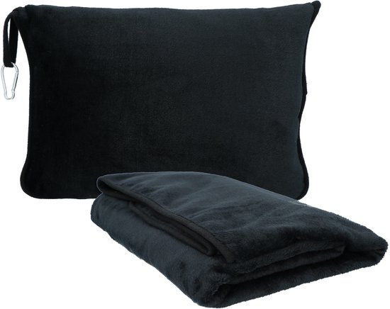 Couverture et oreiller de voyage Carpoint - 2 en 1 - 165 x 95 cm - Pliable 33 x 23 x 11 cm - Confortable