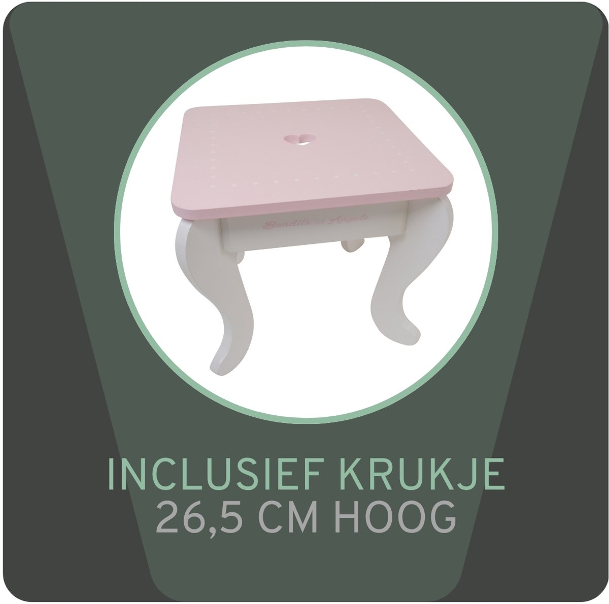 Bandits & Angels Kinder Kaptafel Julia Wit Roze Met Spiegel voor Meisjes vanaf 3 jaar - Houten Make-Up Tafel - Kaptafel Inclusief Krukje - Voor Kinderen — afbeelding 5