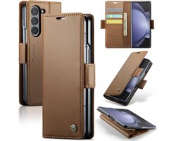 Zandarix Geschikt voor Samsung Galaxy Z Fold 5 5G - Lederen Flip Wallet - Kaartenvakken - Standfunctie - Magneet - Book Case Hoesje - Bruin