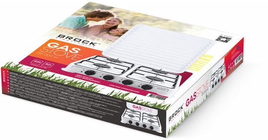 Brock Electronics 4-Pits Gaskookplaat Wit - Draagbaar Camping Kooktoestel - Vrijstaand Gasfornuis 4 Pits - Kampeer Gaskomfoor - Compact Kookstel 48x48 cm voor Camping of Buitenkeuken van Brock — afbeelding 2
