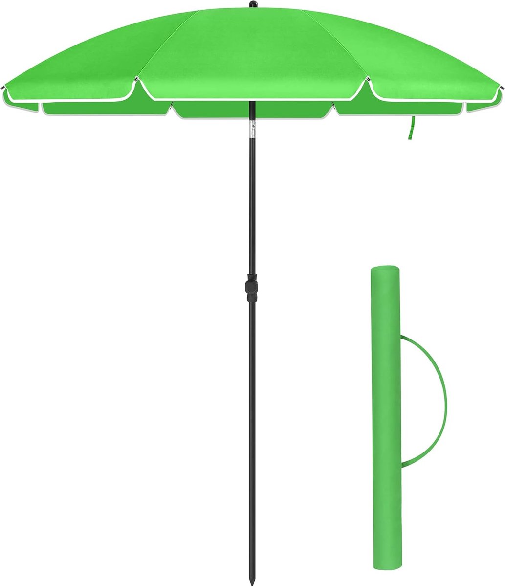 Lexium Strandparasol met grondboor - Zomeraccessoire - Parasolhouder strand - Zonbescherming - Windbestendige parasol - Stranddag - UV werende parasol - Parasol met draaimechanisme - Vakantie aan zee - Schaduw op het strand - Draaibare grondpen - Par