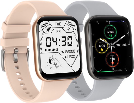 Cinturio SQ1 Combo Pack - Goud en Grijs - Smartwatch voor heren en dames - Sporthorloge