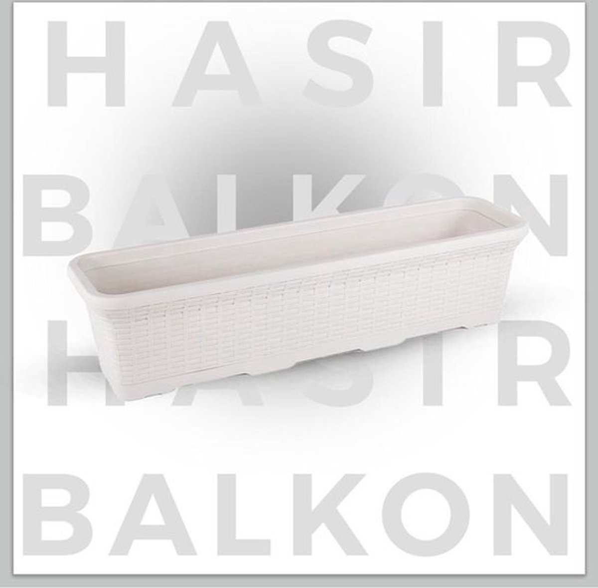 Rieten balkon bloembak 16.5L wit kunststof723x20x18 Rotanlook met drainage
