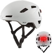 GOOFF® Pilot 3-in-1 Snorfiets Helm met Verlichting en Vizier - Speed Pedelec Fietshelm voor Volwassenen - NTA 8776 - Snorscooter Helm met LED Licht - Goedgekeurd voor Blauw Kenteken en E Bike - Dames en Heren - M - Matwit
