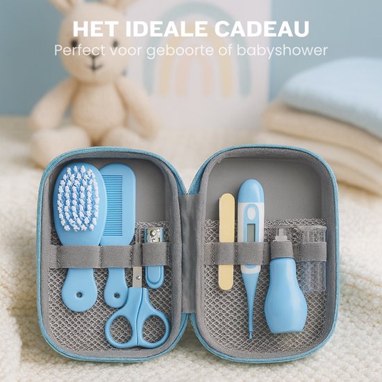 ZoeZo Design - Baby Verzorgingsset - Blauw - 8-delige Geschenkset - Baby Verzorgingsproducten - Complete Manicureset & Nagelset - Perfect Kraamcadeau - Verzorgingskit van ZoeZo Design — afbeelding 4