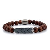 Ibizamen KIDS - jongens - armband - edelsteen - kruis - hout bruin - 6mm - 16cm