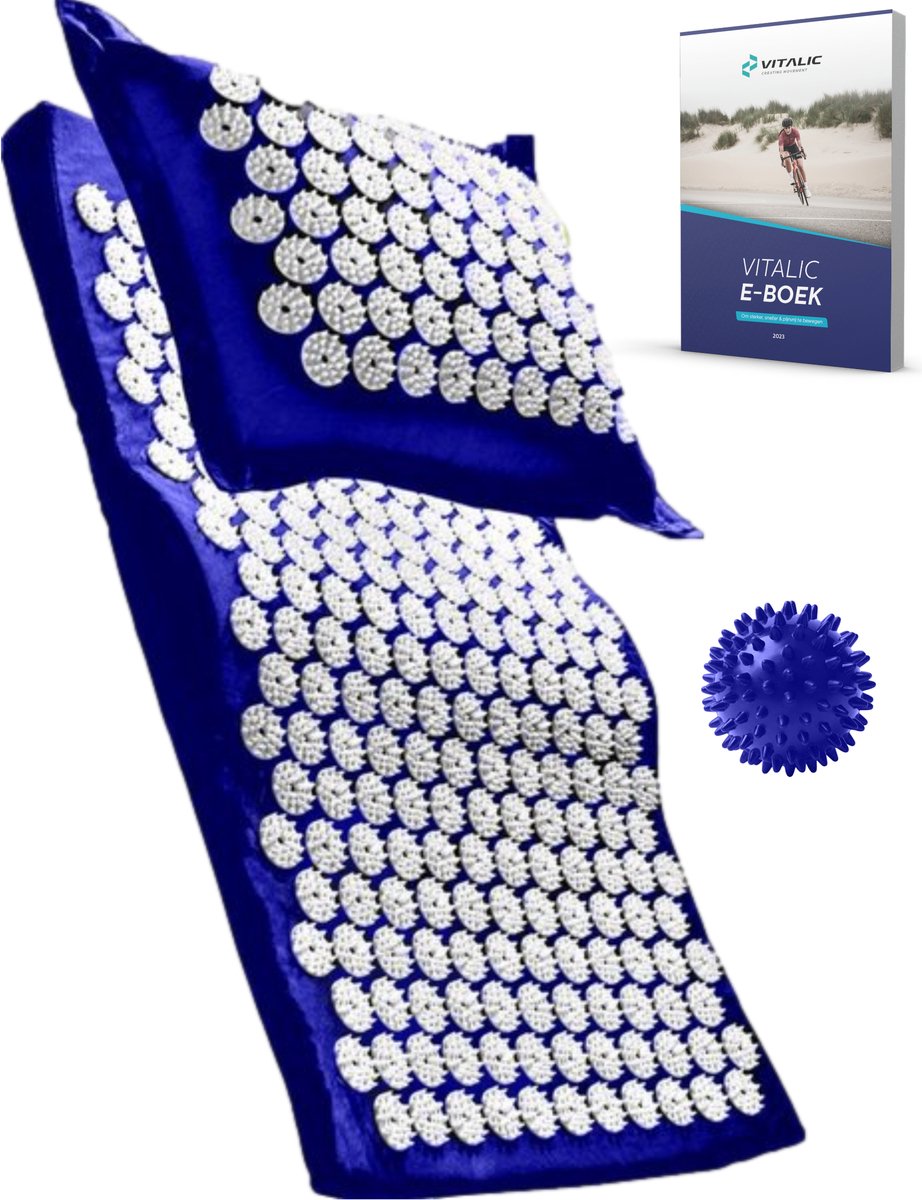 Goedkoopste S-VORM Spijkermat met kussen en 4 weken durend ONLINE trainingsschema - Spijkermatten - Acupunctuur Massagemat - Acupressuur shakti mat | Vitalic
