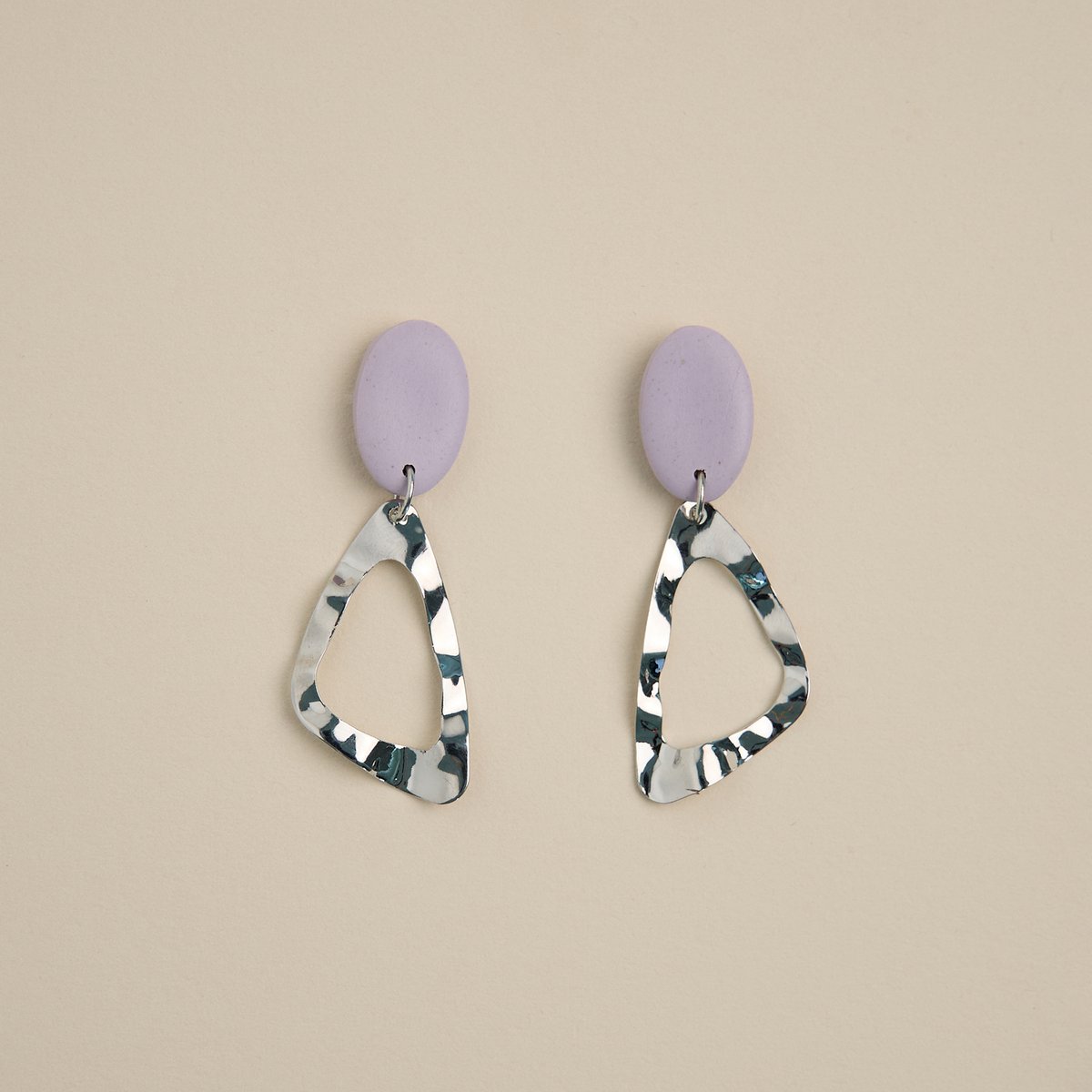 zilveren oorbellen - LYHO Sieraden -4,5 cm -Azita oorbellen -zilver / Lila -roestvrij staal -Waterdicht -Nikkel vrij -Kerst cadeau -Sinterklaas cadeau -Valentin -Moederdag -Handgemaakte oorbellen van klei