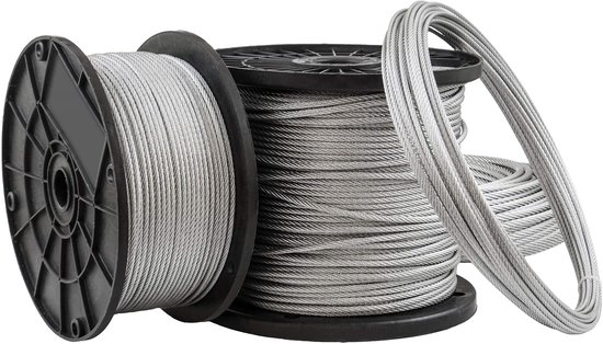 DQ-PP STAALKABEL - 6x7 - 5 mm - 60 m - Gegalvaniseerde staalkabel - Bosbouwkabel - Lierkabel - Spankabel - Geschikt voor diverse toepassingen zoals lieren - Bevestigingen en het trekken van zware lasten