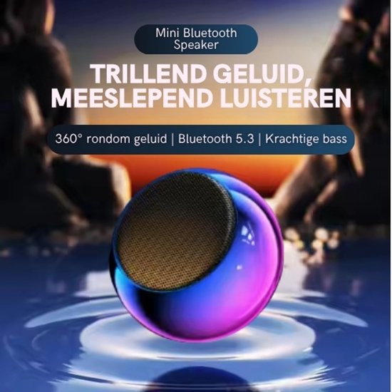 M3 Bluetooth Mini Speaker – Draagbare Blue Tooth 5.0 draadloos luidspreker – stereo – Handsfree microfoon- Paars/Blauw — afbeelding 4