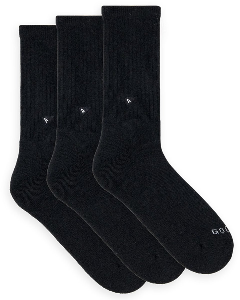 Arvin Goods unisex 3P sokken crew solid zwart
