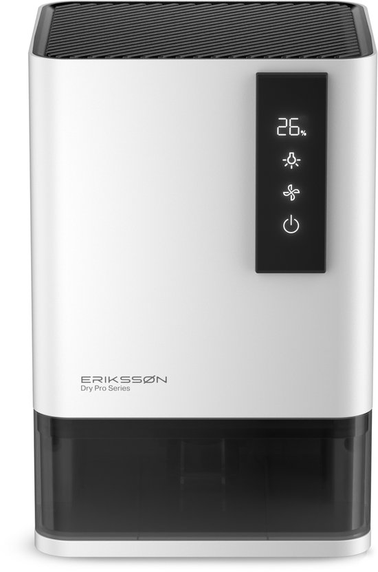 Foto: Erikss n luchtontvochtiger pro series ontvochtigt tot 1 2 liter per dag geschikt voor huis slaapkamer en badkamer en woonkamer en kelder dehumidifier vochtvreters voor in huis wit