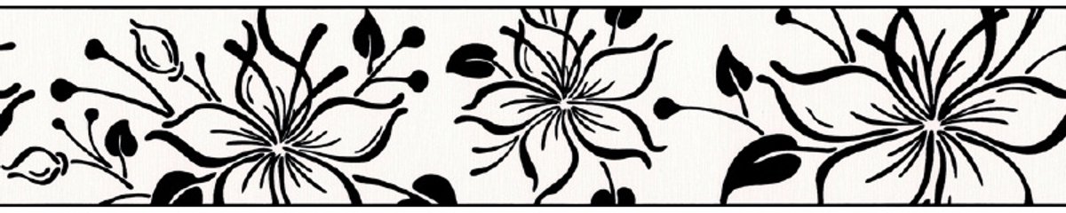 Zwart wit behangrandvoelbaar relief 259844