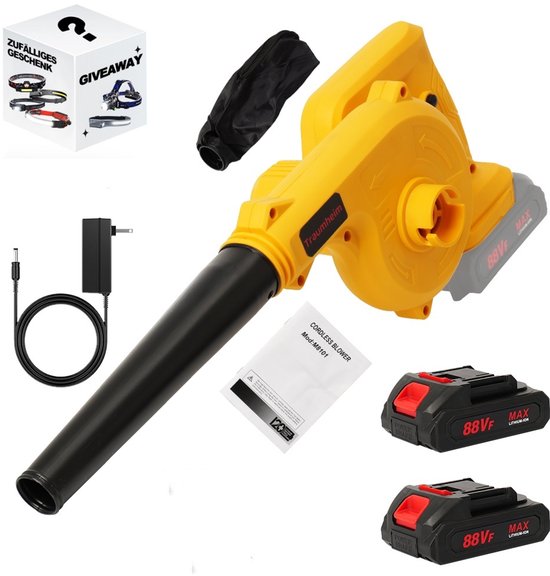 Foto: Accu bladblazer 21v incl 2 0ah accu en snellader zuig bladzuiger batterijblazer met 2batterijen