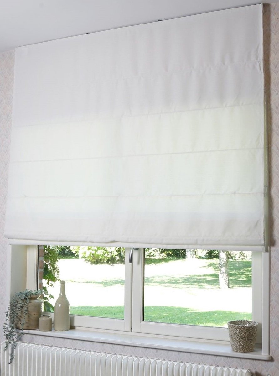 Vouwgordijn - Lichtdoorlatend - Gemêleerd - Wit - Madécostore - B 60 x H 160 cm.