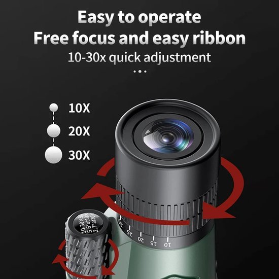 Télescope Zoom 10-30x50 – Monoculaire astronomique HD avec adaptateur pour téléphone et trépied – Chasse, Camping, observation des oiseaux et de la nature