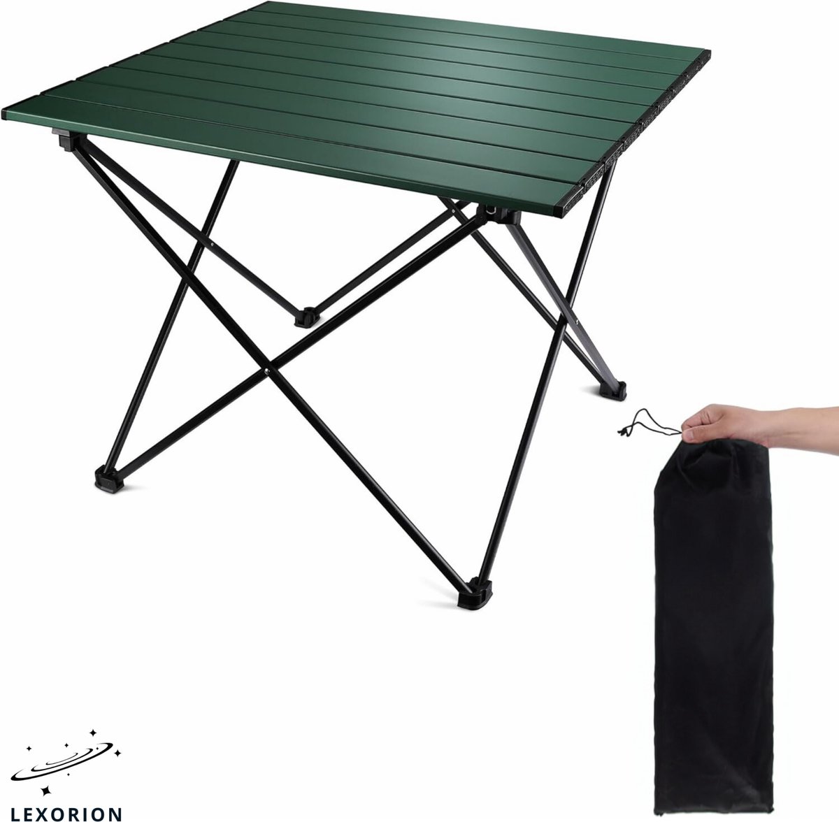 Lexorion Natuur Campingtafel – Opvouwbare Campingtafel Medium – 48x40 cm Aluminium Tafel – Stevig & Waterdicht – Draagkracht 30KG – Inklapbaar & Compact – Voor Kamperen, BBQ, Balkon, Picknick