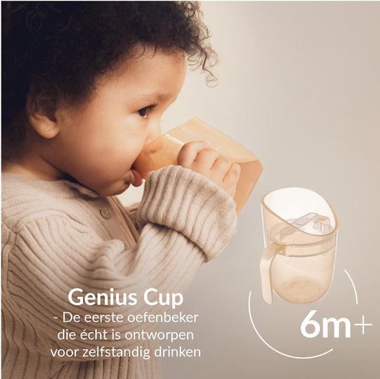Difrax LOVI Genius Oefenbeker - Lichtbeige - 2 Stuks - Slow-flow inzetstuk & ergonomische rand, bevordert spraakontwikkeling, 130/150 ml van Difrax — afbeelding 4