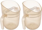 Difrax LOVI Genius Oefenbeker - Lichtbeige - 2 Stuks - Slow-flow inzetstuk & ergonomische rand, bevordert Mondontwikkeling, 130/150 ml