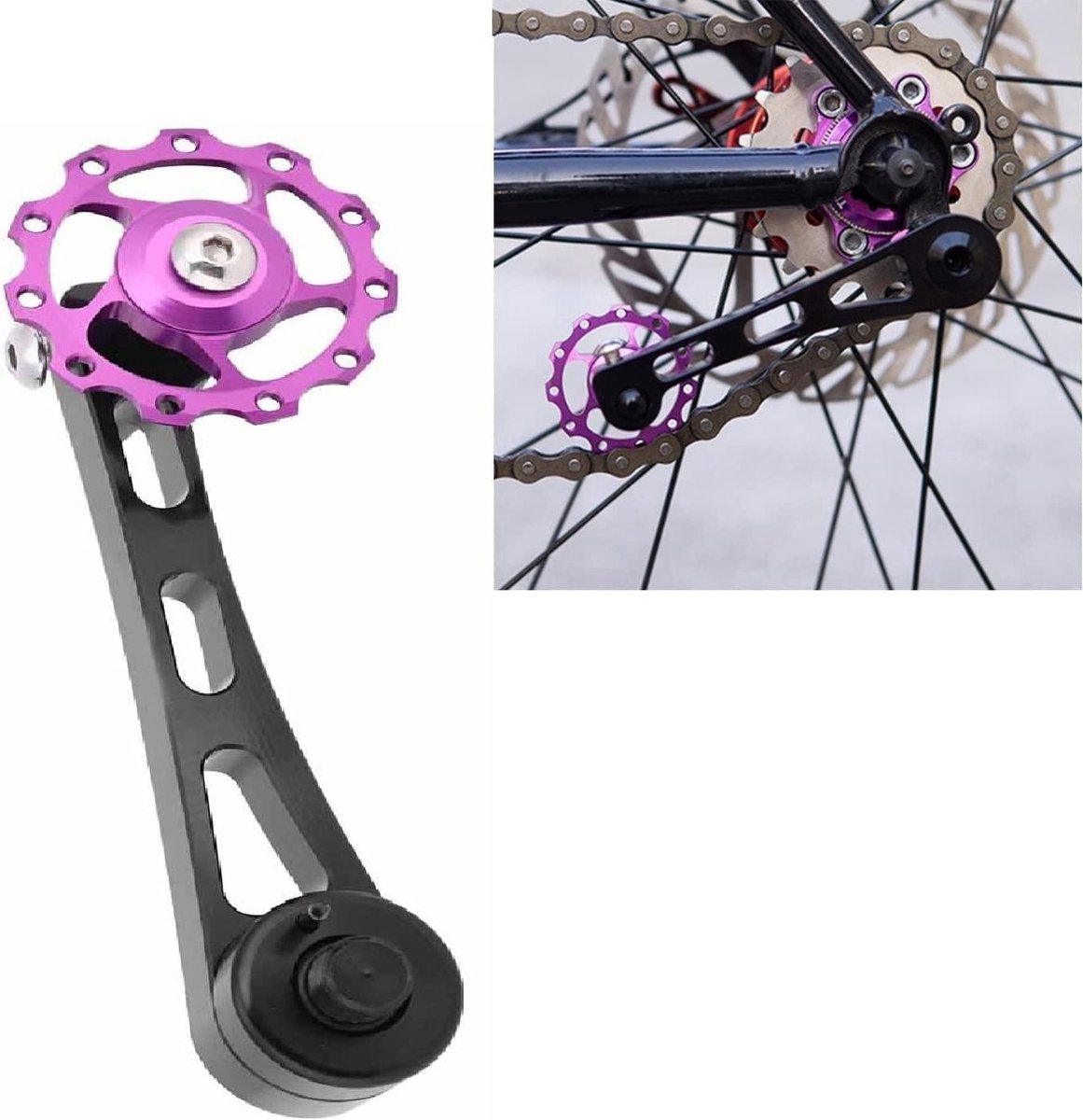 - Allecto Plus: Fietskettingspanner van aluminium voor enkelvoudige versnelling met kettingstabilisator voor racefiets en MTB