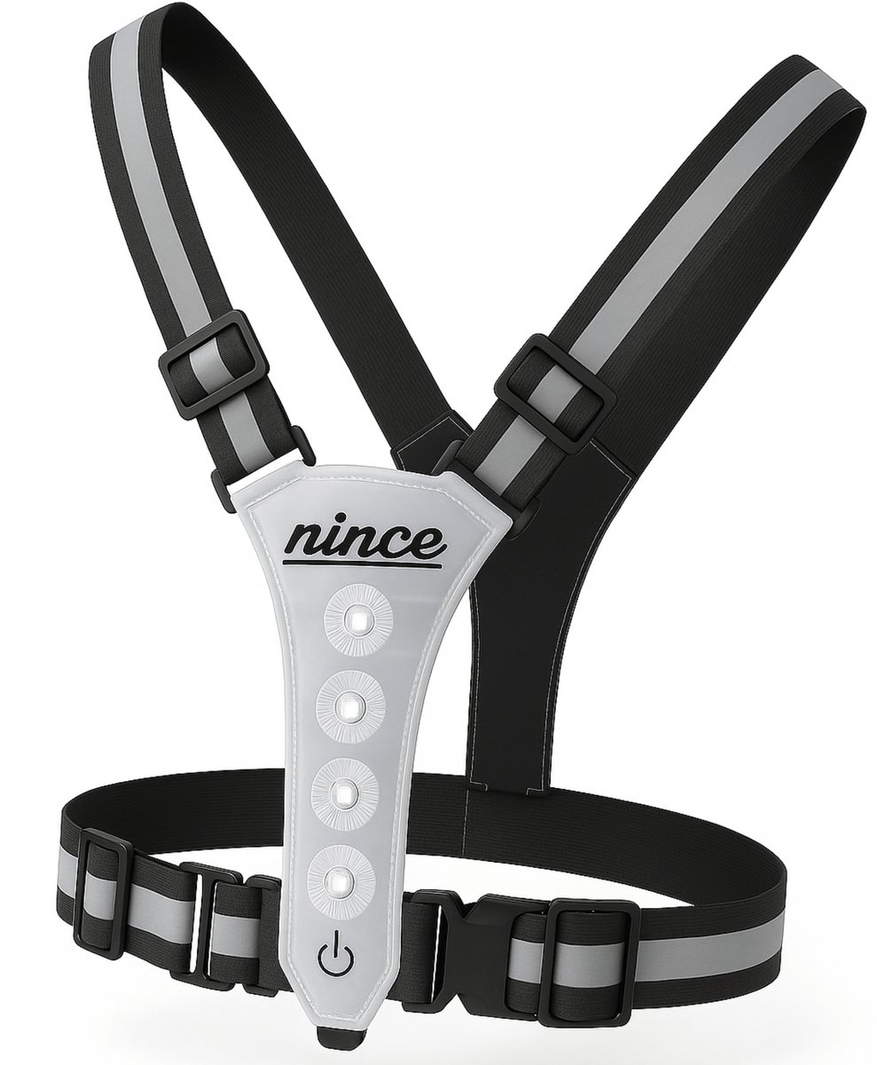 Nince Hardloopvest met LED (USB Oplaadbaar, Grijs)