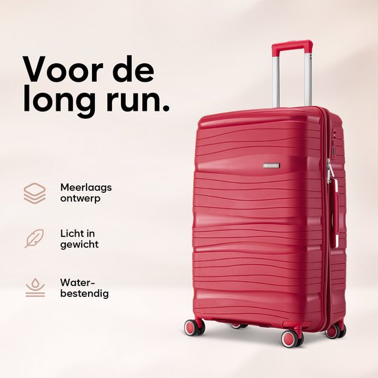 SKYCASES Travel One Handbagage Koffer – 40L – Cijferslot – 35x21x54 cm – Lichtgewicht & Duurzame Trolley – Inclusief Pouch – Rood