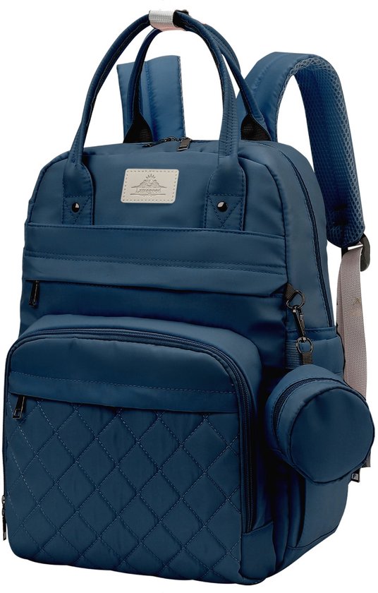 Luxegoed® Luiertas Rugzak met Verschoonmatje - Luiertassen - Rugtas - Donkerblauw - Inclusief – Buggy /kinderwagenhaken, spenenetui en Isoleer vak – Complete Set