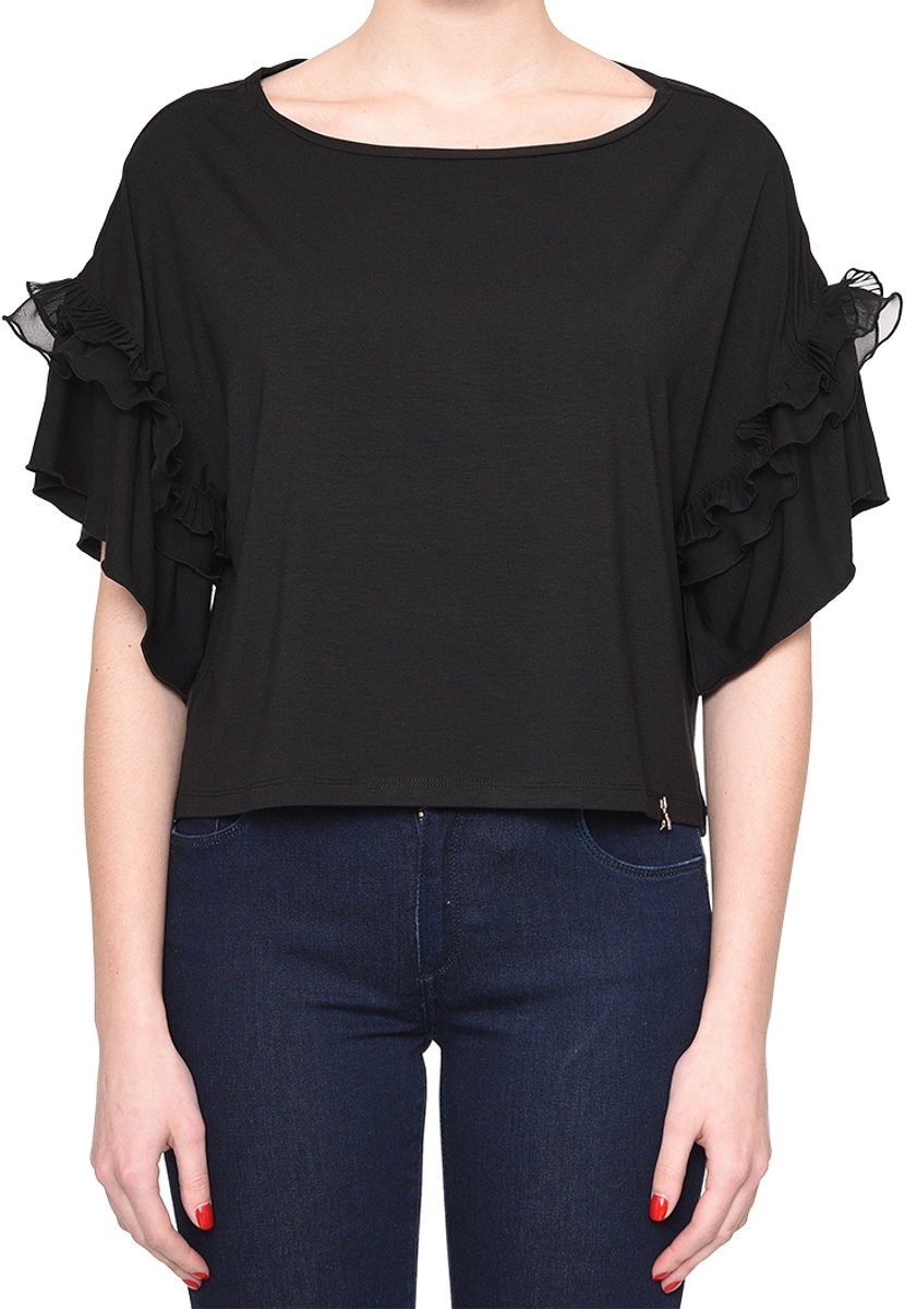 Patrizia Pepe • zwarte top met ruches • maat 36 (I)