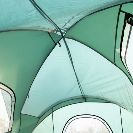 Kampeertent voor 5-6 personen, tunneltent met haringen, koepeltent, polyester, legergroen + zwart 4,55x2,3x1,8m van Merkloos — afbeelding 2