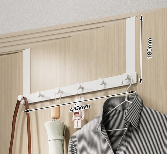 Sevenpers Kledinghaken, haaklijst, wand- en deur, garderobehaken, garderobelijst, aluminium handdoekhaken, wandkapstok met voor keuken, badkamer (10 haken