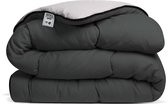 Avenue - Luxe en makkelijk dekbed zonder overtrek – Hoesloos 1 persoons dekbed 140x200 cm – Anti-allergisch & hygiënisch – Wasbaar op 60°C – Wolkenzacht en soepel – Antraciet/Taupe-grijs – All Year comfort zomerdekbed & winterdekbed