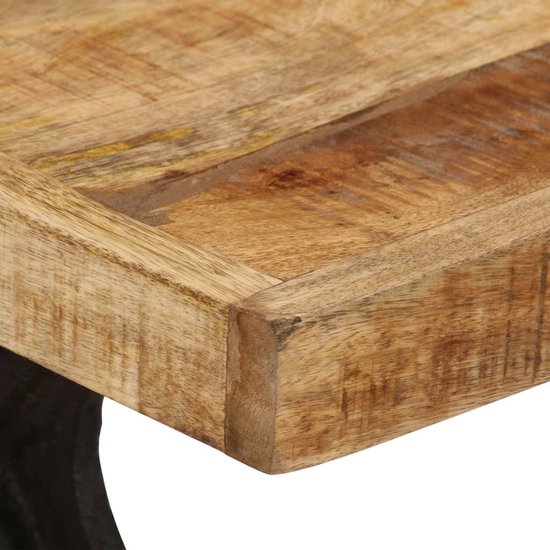 vidaXL Eetkamerbank 110x45x47 cm massief mangohout en gietijzer