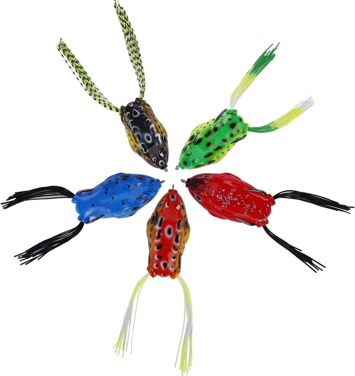 Allecto Plus - Topwater Visaas kikker - Kunstmatige crankbait met haak - 5 stuks voor bas en pike vissen