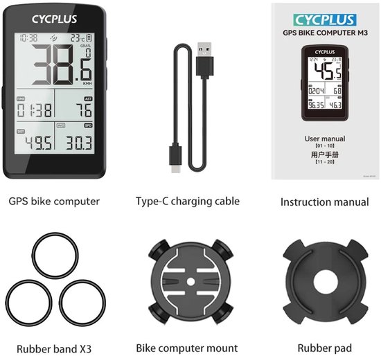 Cycplus - M3 - Fietscomputer - GPS - Snelheidsmeter - Draadloos - ANT+ - Bluetooth BLE 5.0 — afbeelding 4