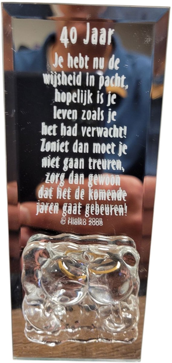 Spiegel met gedicht 40 jaar in geschenkverpakking, jubileum,