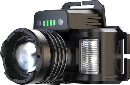 Techsuit - Lampe frontale (HL-A-02) - Batterie 18650, lumière LED 3 couleurs 30W - Zwart