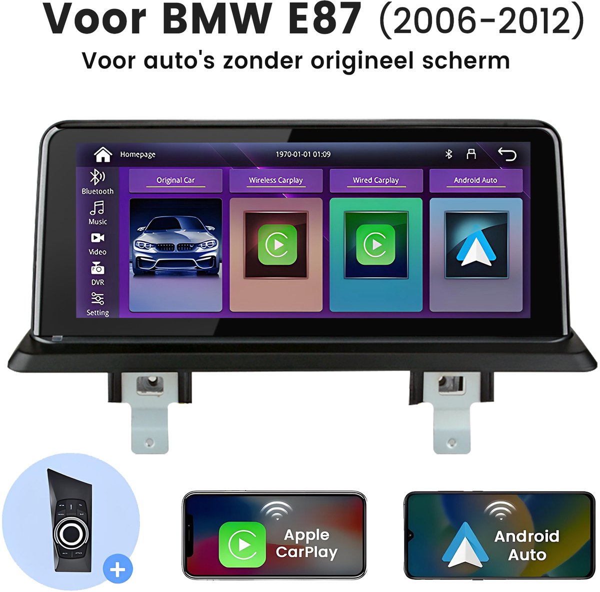 Autoradio CarPlay & Android Auto Sans Fil Pour BMW - Écran Tactile 10,25 Pouces, Compatible Séries 1/2/3/4 (2012-2016) NBT