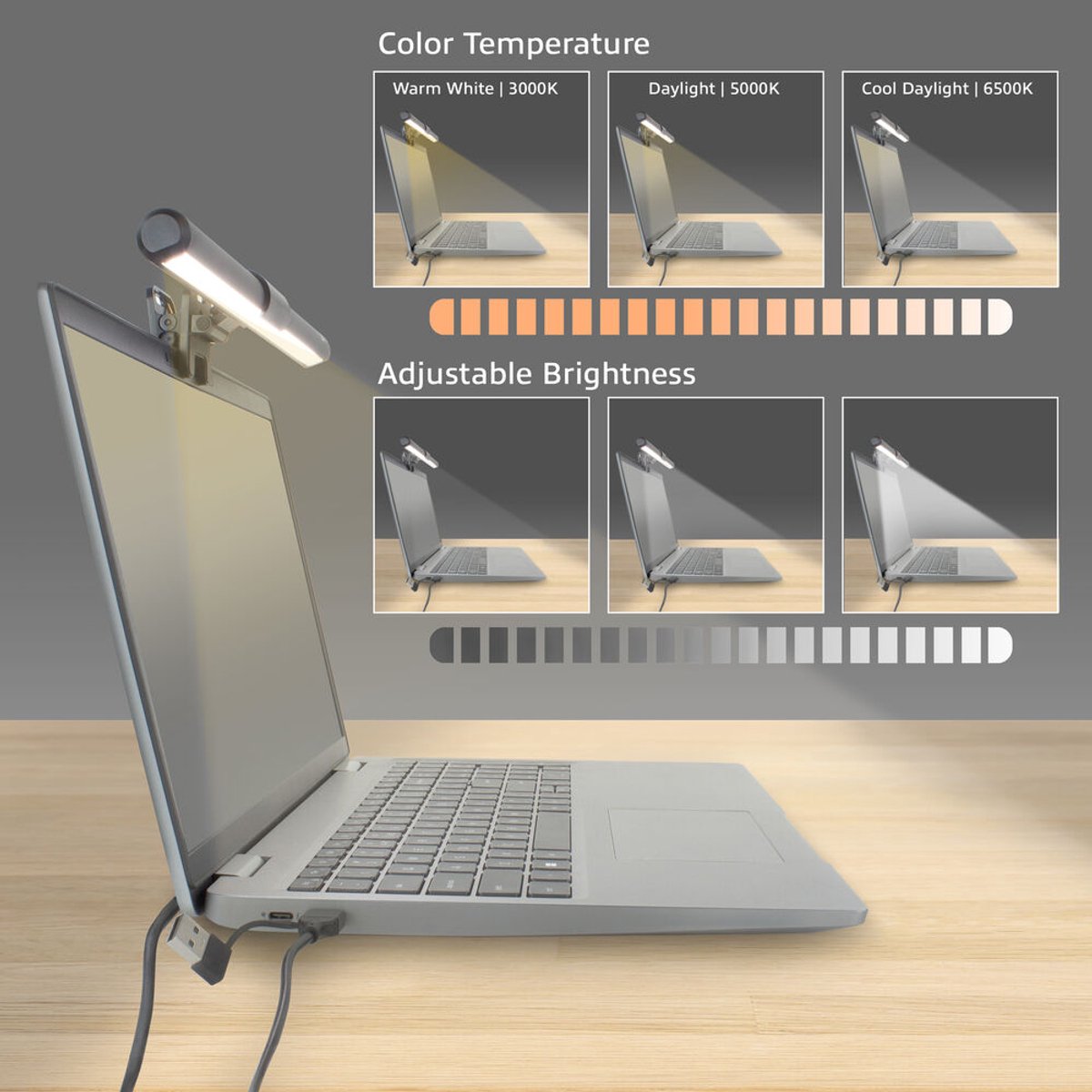ACT Clip-on laptop ledlamp, dimbaar, voeding via USB AC8050 thumbnail 2