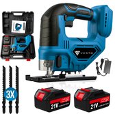 Bol.com Vesto® Accu Decoupeerzaag – 21V Li-Ion – Variabele Snelheid – Zaagdiepte 65 mm – Incl. 2 Accu’s Zaagbladen & Koffer – Dr... aanbieding