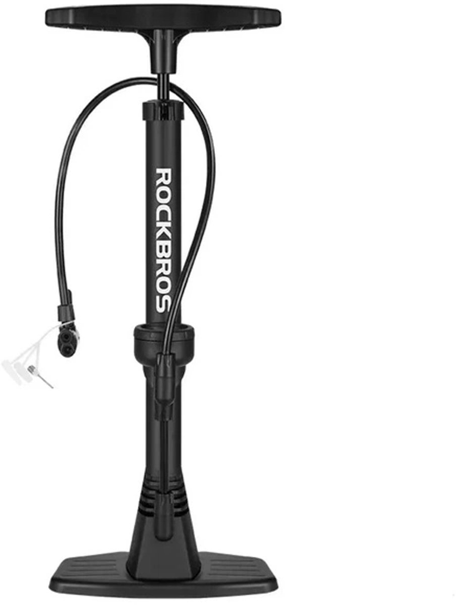 Rockbros Vloerpomp - Fietspomp met Drukmeter - 11 Bar - Geschikt voor Alle Soorten Ventielen en Autobanden - Multifunctioneel Mondstuk - Zwart