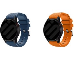 Strap-it Bundel van 2 Siliconen banden - Geschikt voor Samsung Galaxy Watch 6 Classic 47mm - Horlogeband / Polsband / Armband - Siliconen armband - Sportarmband - Oranje & Donkerblauw