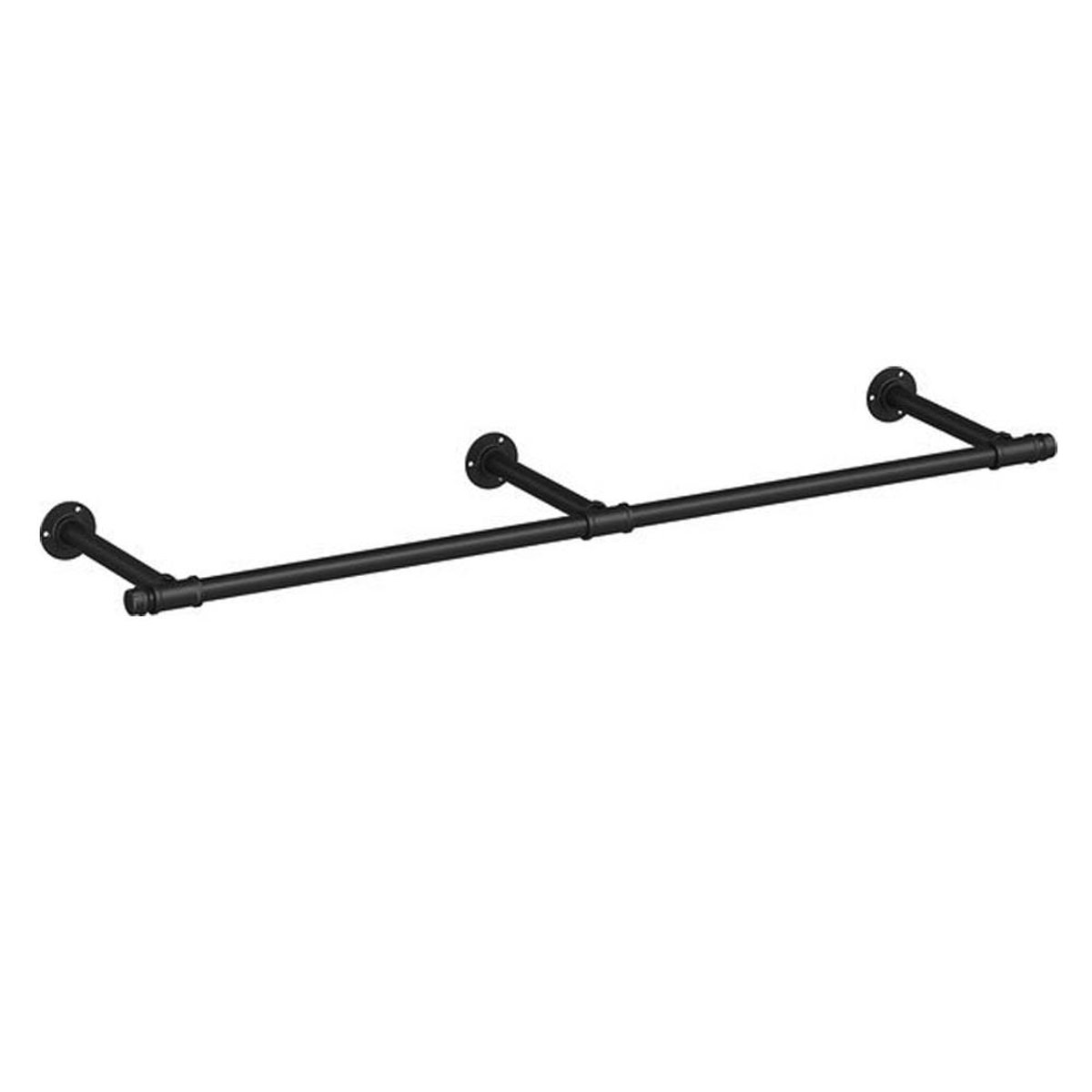 SERALUXE - Kledingstang - 180 x 30 cm - Garderoberek - Kledingstangen voor aan de muur - Hangrek - Garderobe Stang - Kledingrek - Gordijnroede - Handdoekrek - Zwart
