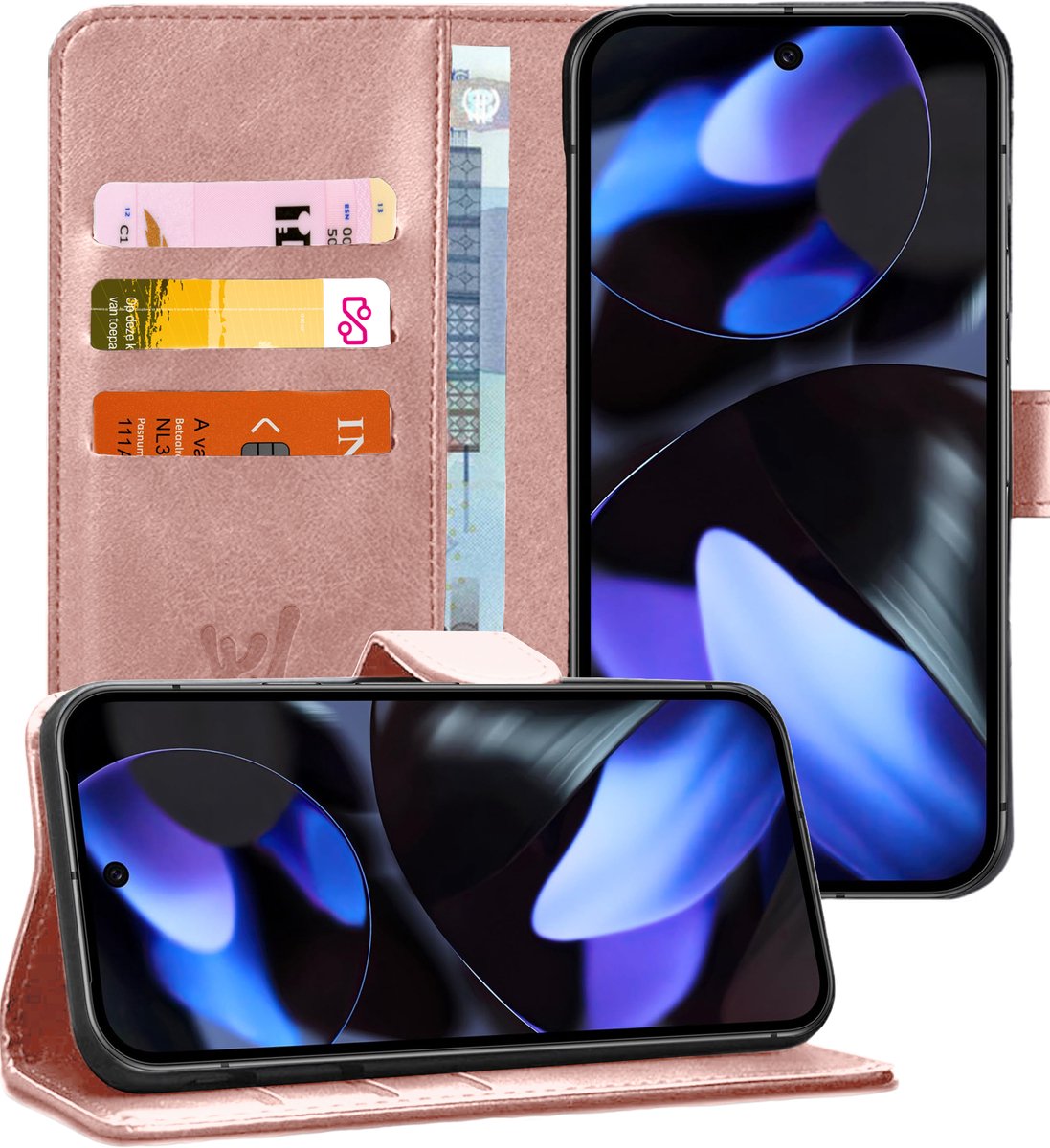 Hoesje geschikt voor Google Pixel 9 / 9 Pro / 10 / 10 Pro - Portemonnee Book Case Rosegoud