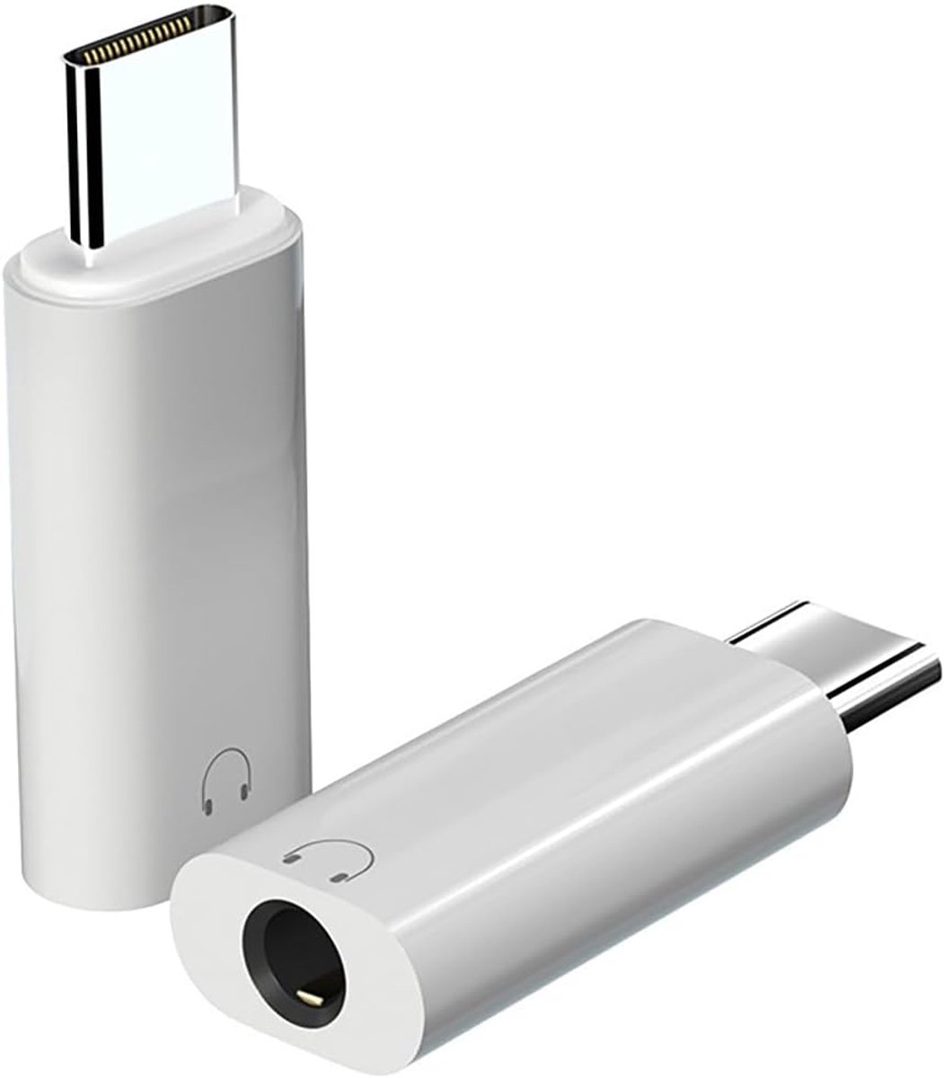 USB C naar 3.5mm Hooftelefoonjackadapter, Audio naar USB C Adapter, Type C naar Aux Audio Dongle – Geschikt voor iPhone 16 Pro Max 15 Pro Max, Samsung Galaxy S24 S23 S22, Pixel, iPad Pro, MacBook (2 stuks)
