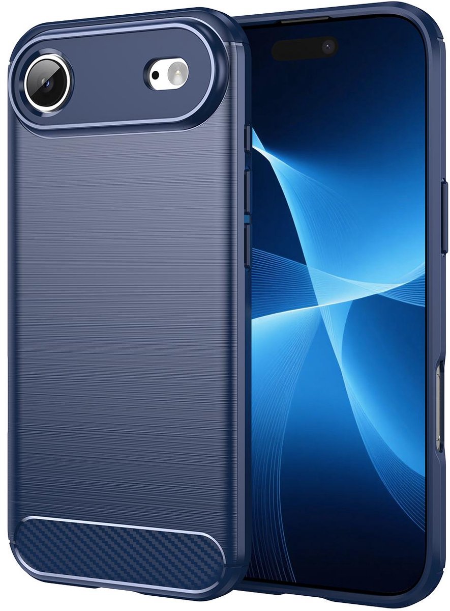 Mobigear Hoesje geschikt voor Apple iPhone Air Telefoonhoesje Flexibel TPU | Mobigear Brushed Slim Backcover | iPhone Air Case | Back Cover - Blauw