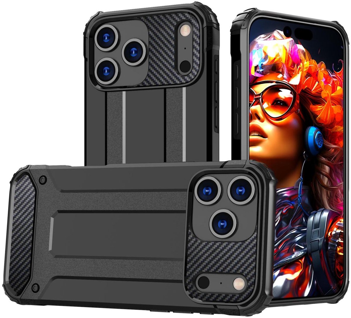 Mobigear Hoesje geschikt voor Apple iPhone 17 Pro Telefoonhoesje Hardcase | Mobigear Outdoor Backcover Shockproof | Schokbestendig iPhone 17 Pro Telefoonhoesje | Anti Shock Proof - Zwart